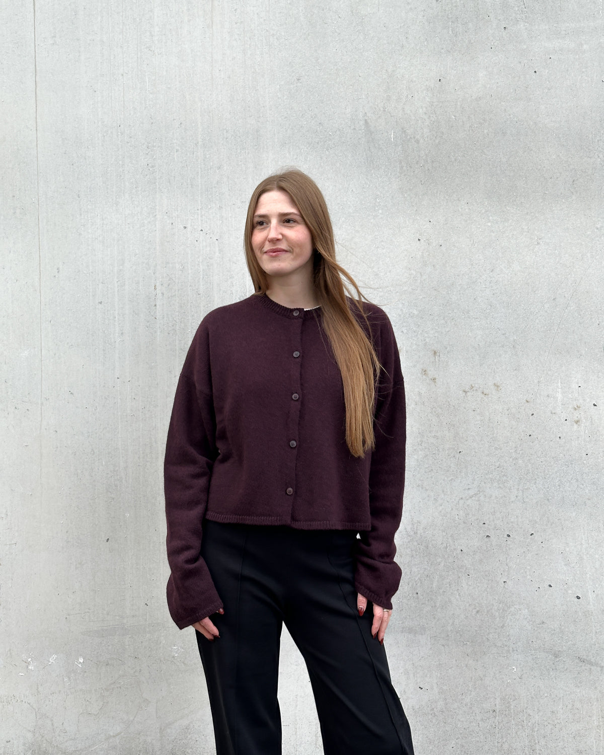 LIGHT CARDIGAN WOOLY ASAS CHERRY LACQUER GOTS