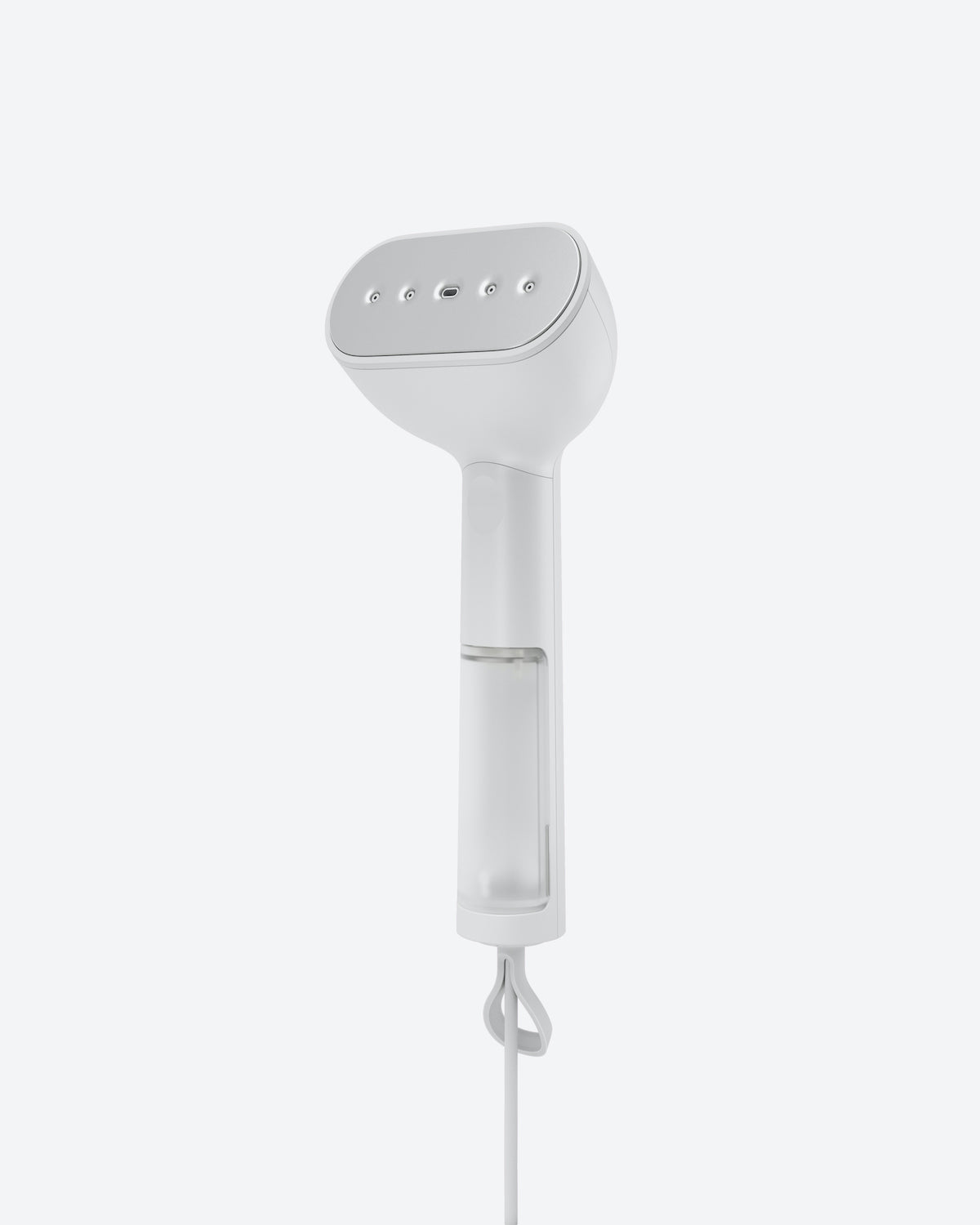 The jan-n-june STEAMERY CIRRUS X HANDHELD COTTON steamer, with a white portable design and clear water reservoir, is shown against a light background—ideal for quick de-wrinkling of clothes anywhere.