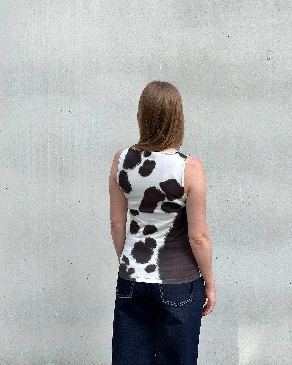 BOAT NECK TOP FELIS COW PRINT GOTS