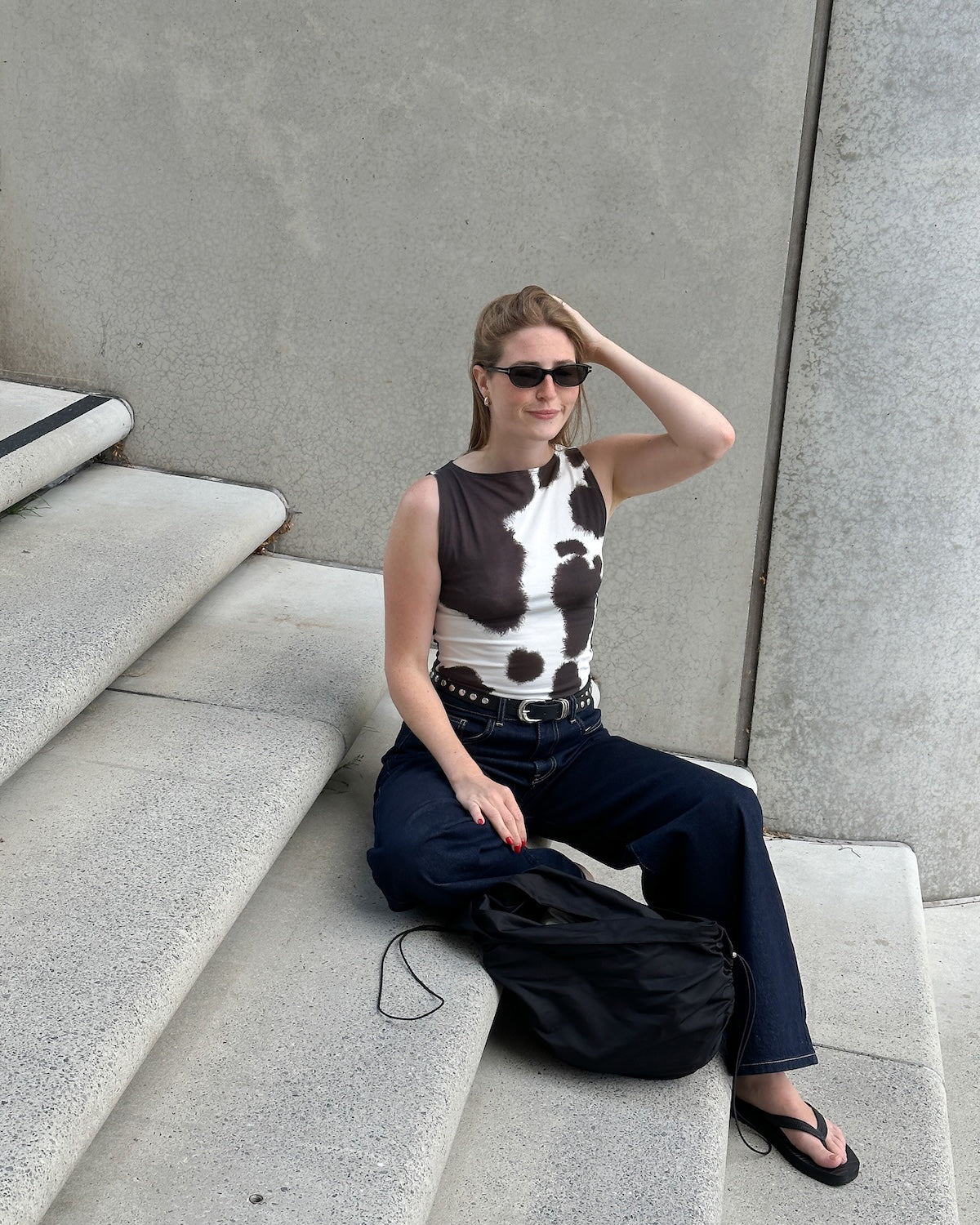 BOAT NECK TOP FELIS COW PRINT GOTS