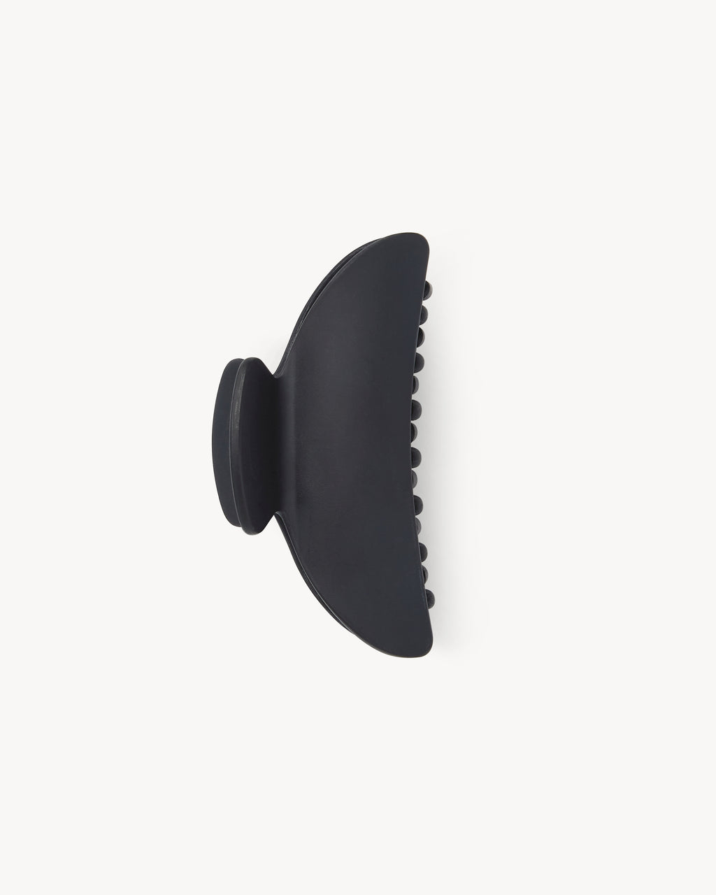 The jan-n-june MIDI HEIRLOOM CLAW BLACK MATTE is a curved, matte black hair clip with interlocking teeth, displayed on a plain white background.