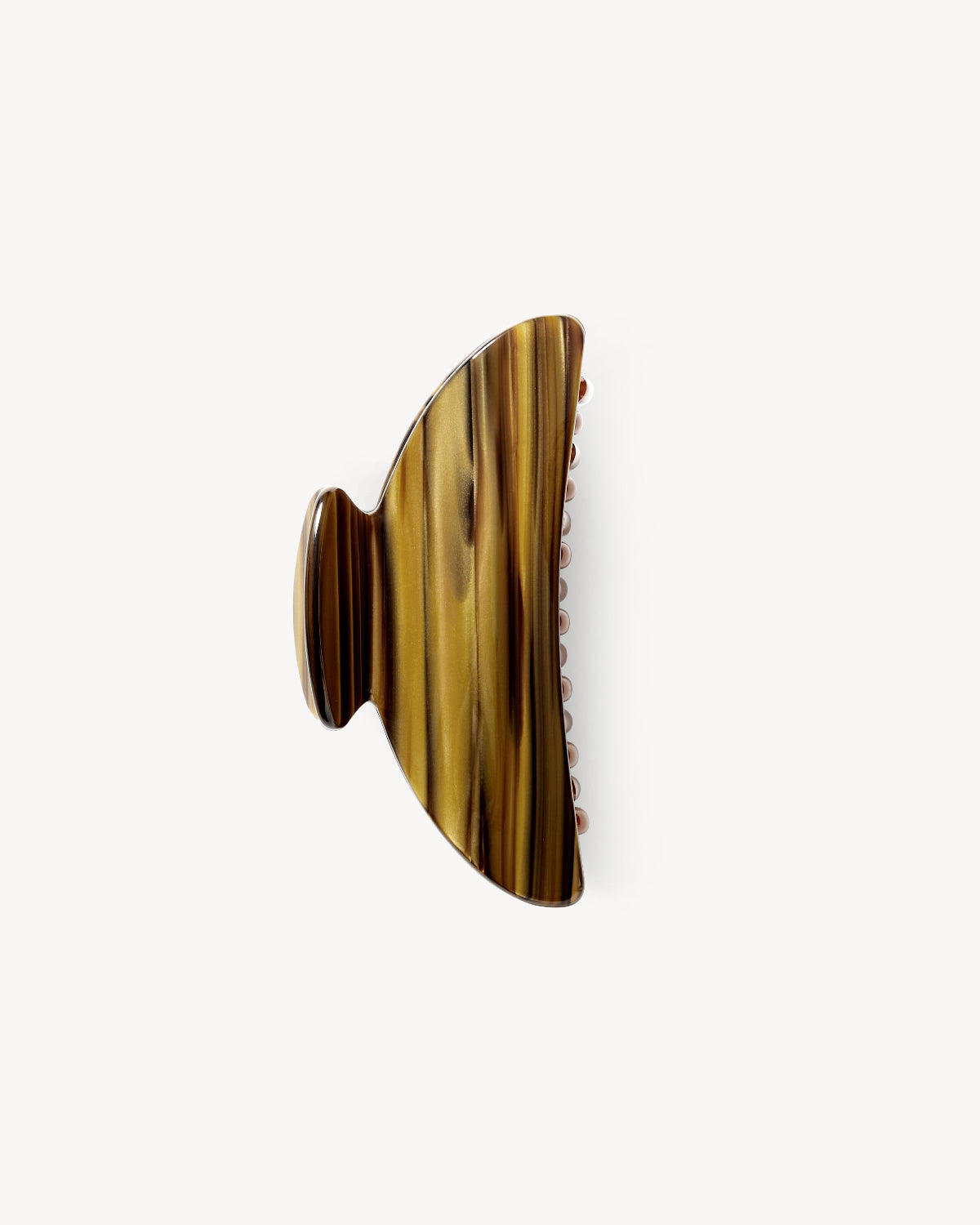 The jan-n-june MIDI HEIRLOOM CLAW TIGER'S EYE is a large brown acetate hair clip with a woodgrain pattern, made in Italy and shown on a plain white background.