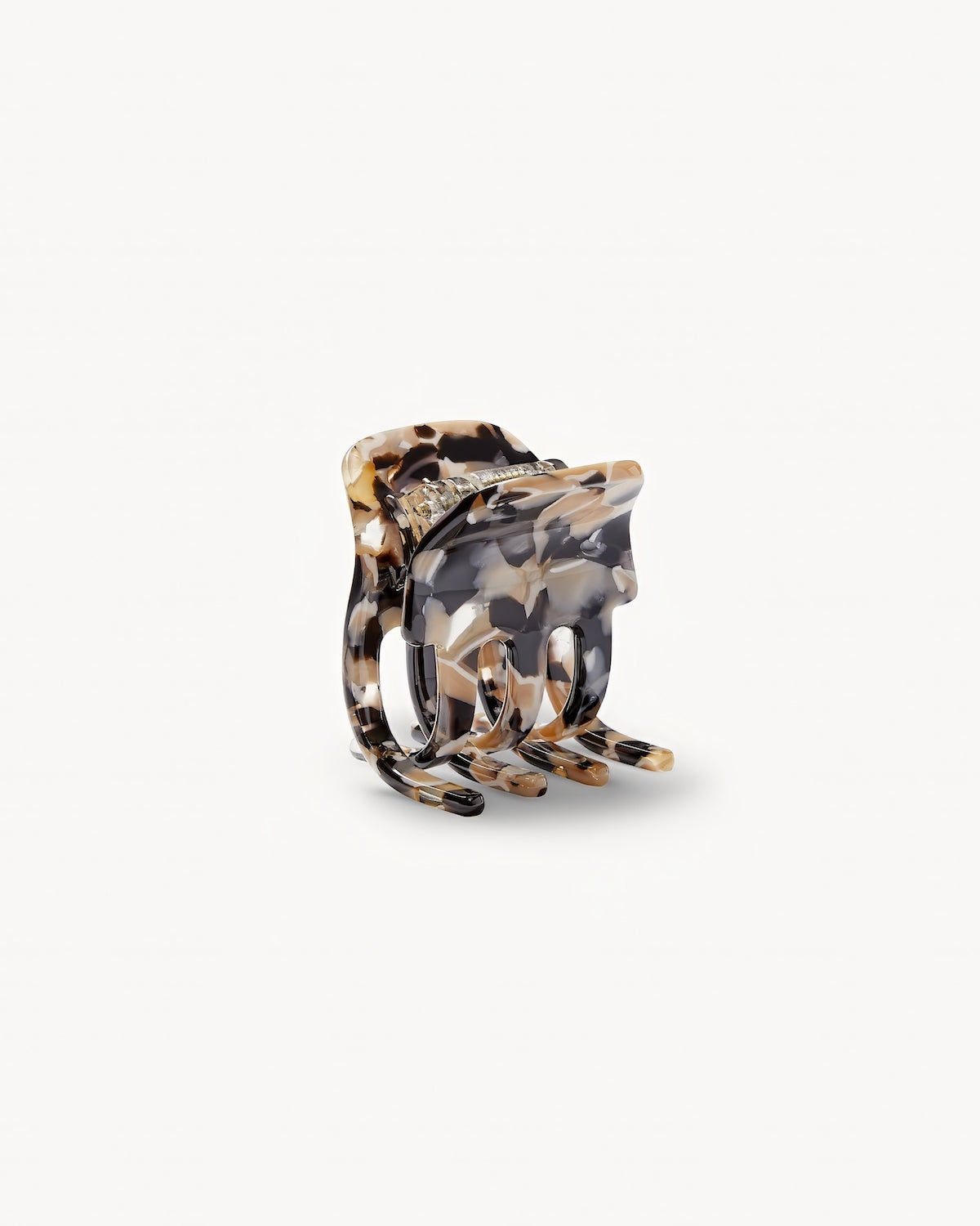 The MINI CLAW ABALONE by jan-n-june is a small handcrafted acetate hair accessory with curved prongs and spring hinge, shown on a plain white background.