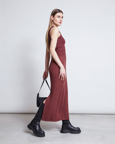 MIDI KNIT SKIRT EBBA INTENSE RUST GOTS