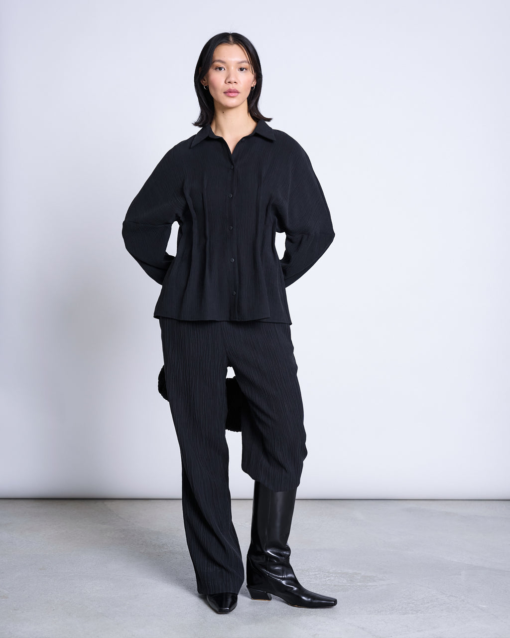 CRINKLE PANTS HAVA BLACK