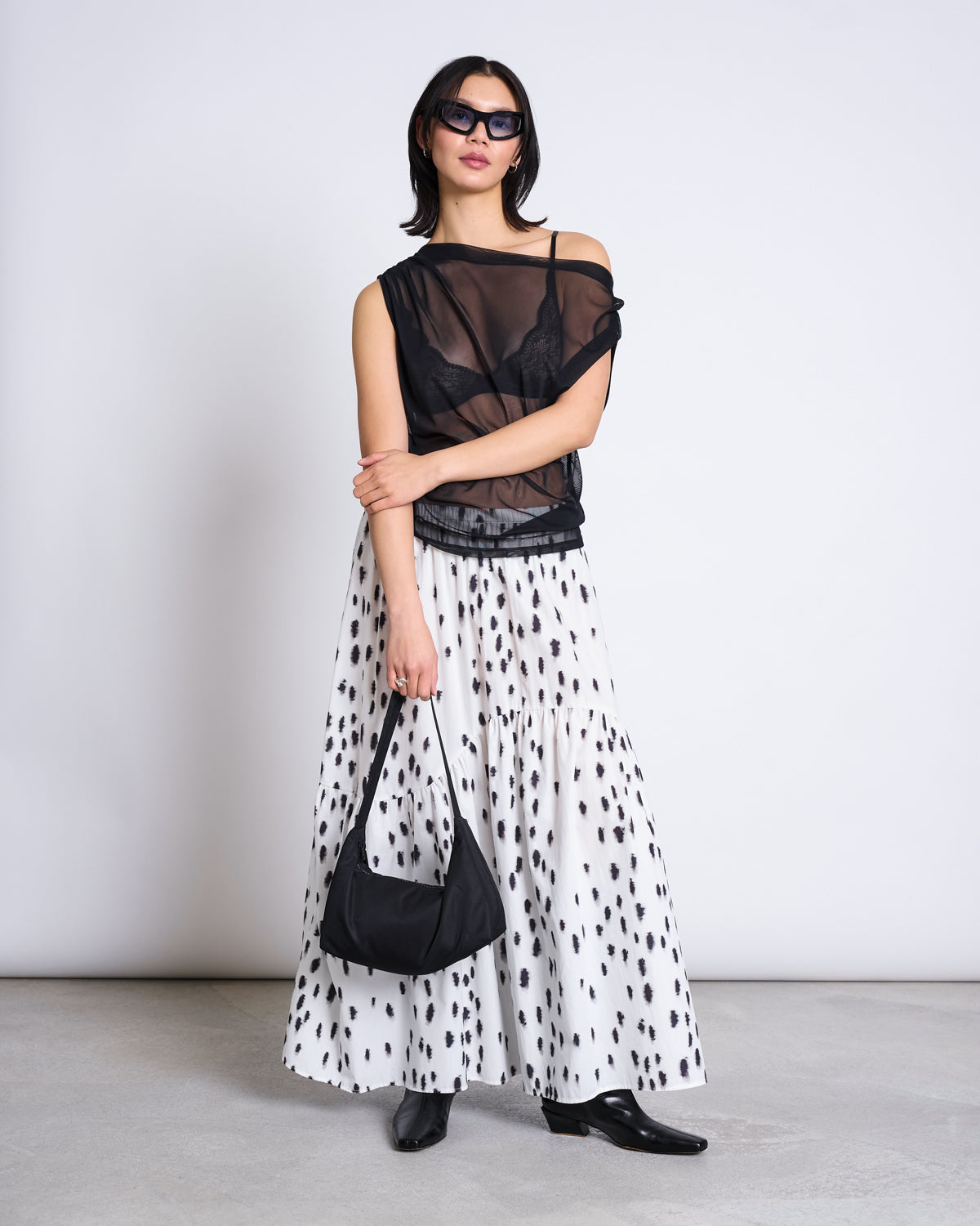 DRAPED MESH TOP MARIS BLACK T-shirt jan-n-june 1