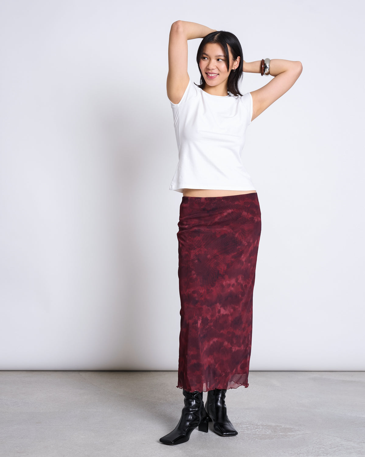 MESH MAXI SKIRT SMUK CARMINE CURL Skirt jan-n-june 4