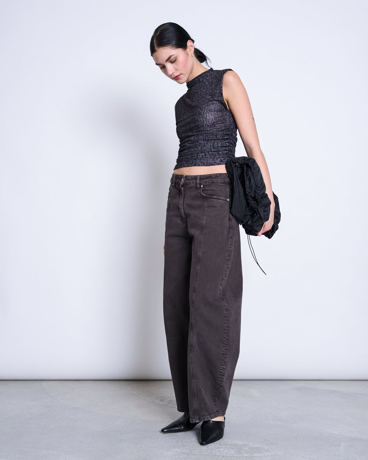 RUFFLE MESH TOP LAGUNA DARK LEO PRINT T-shirt jan-n-june 3