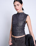 RUFFLE MESH TOP LAGUNA DARK LEO PRINT T-shirt jan-n-june 1