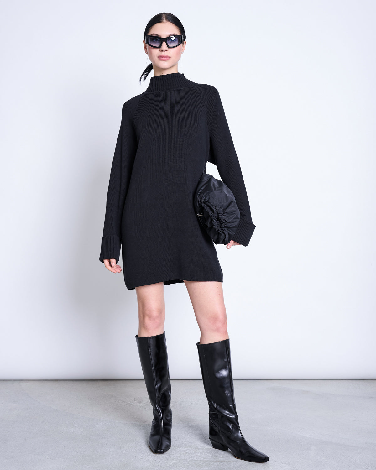 KNIT MINI DRESS LUNY BLACK GOTS Dress jan-n-june 2