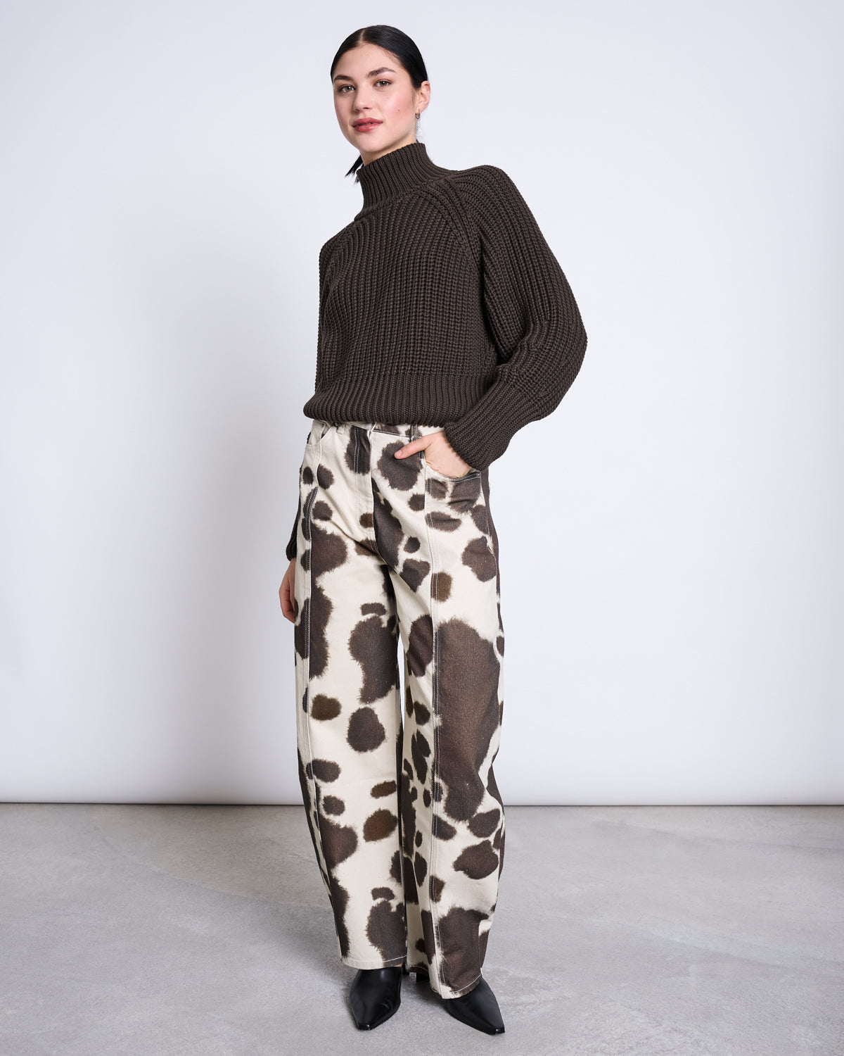 BARREL LEG DENIM JEANS FAYA COW PRINT GOTS Pants jan-n-june 3