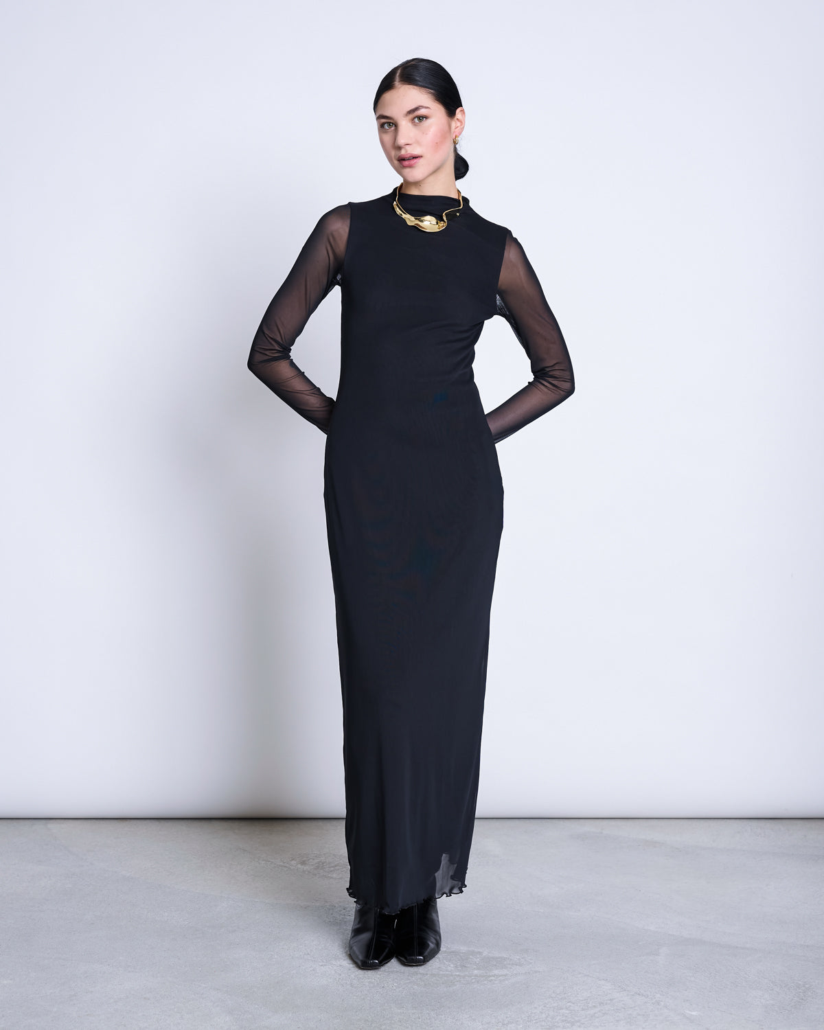 MESH LONGSLEEVE DRESS ZALDI BLACK Dress jan-n-june 1