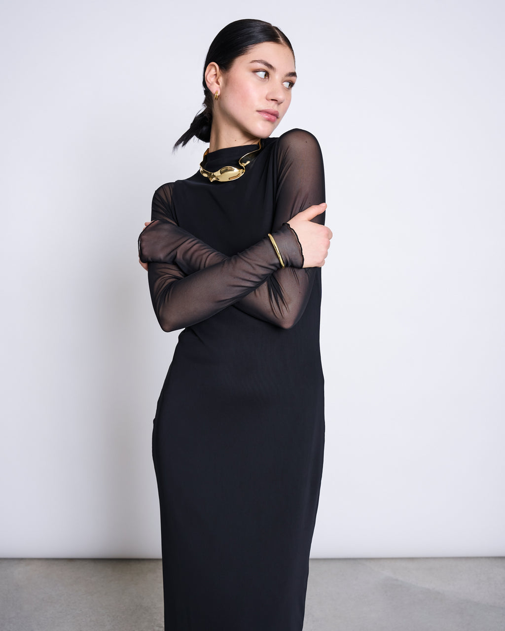 MESH LONGSLEEVE DRESS ZALDI BLACK Dress jan-n-june 3
