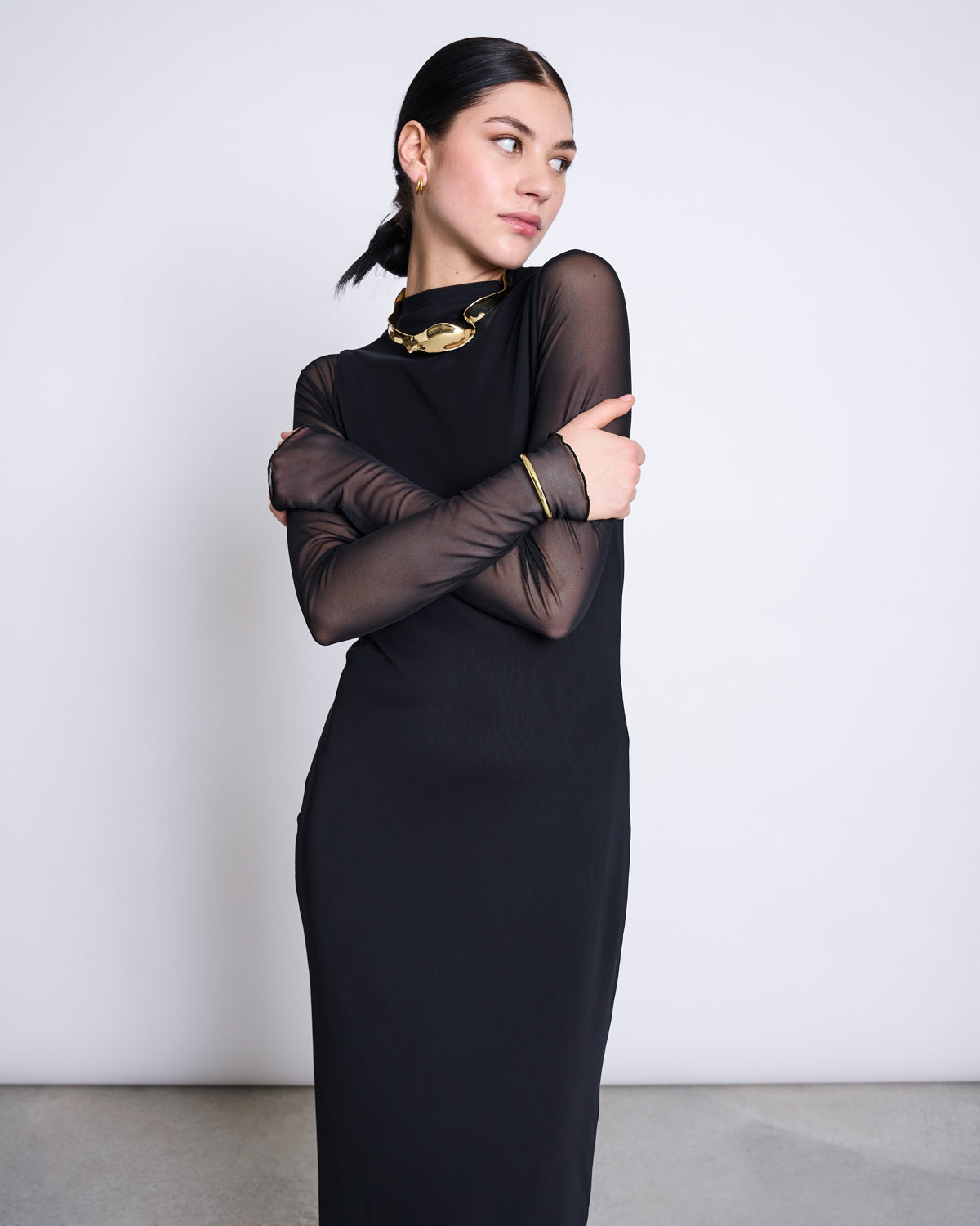 MESH LONGSLEEVE DRESS ZALDI BLACK Dress jan-n-june 3