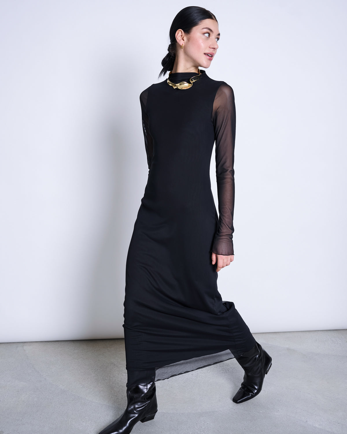 MESH LONGSLEEVE DRESS ZALDI BLACK Dress jan-n-june 5