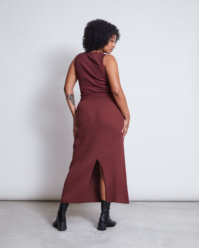 MIDI KNIT SKIRT EBBA INTENSE RUST GOTS