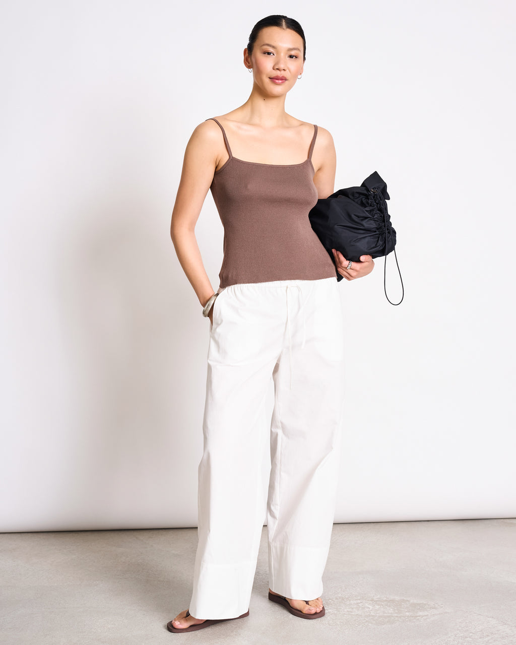 KNIT SPAGHETTI TOP CASTANEA CLAY GOTS T-shirt jan-n-june 2