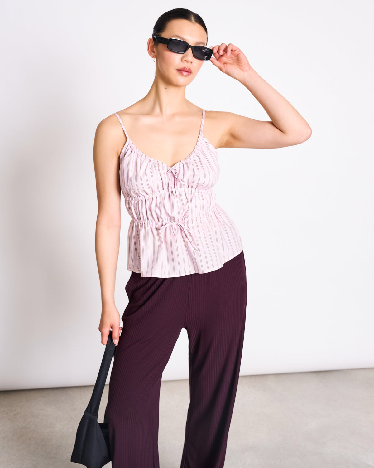 SPAGHETTI TIE TOP EBUR LIGHT ORCHID STRIPED T-shirt jan-n-june 2