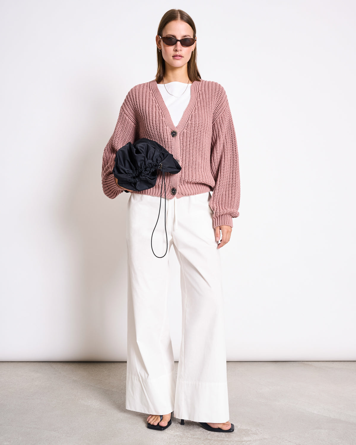 CHUNKY CARDIGAN LENA MAUVE GOTS