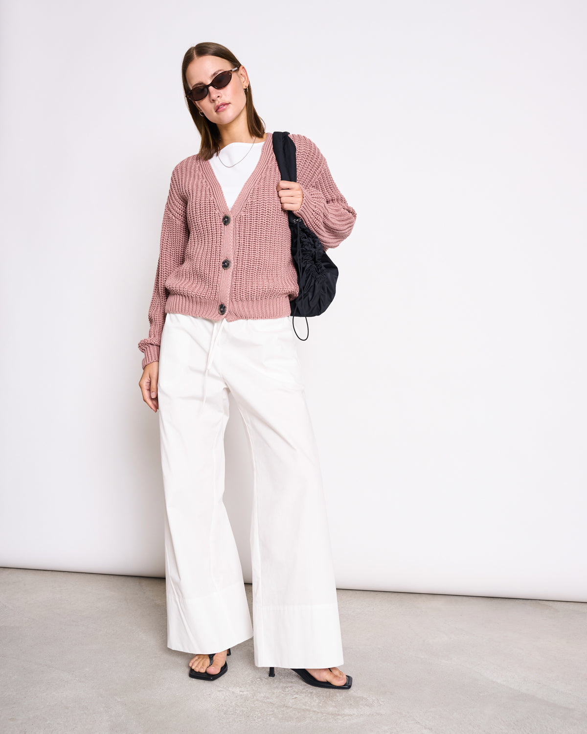 CHUNKY CARDIGAN LENA MAUVE GOTS