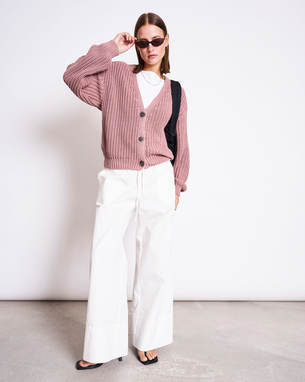 CHUNKY CARDIGAN LENA MAUVE GOTS