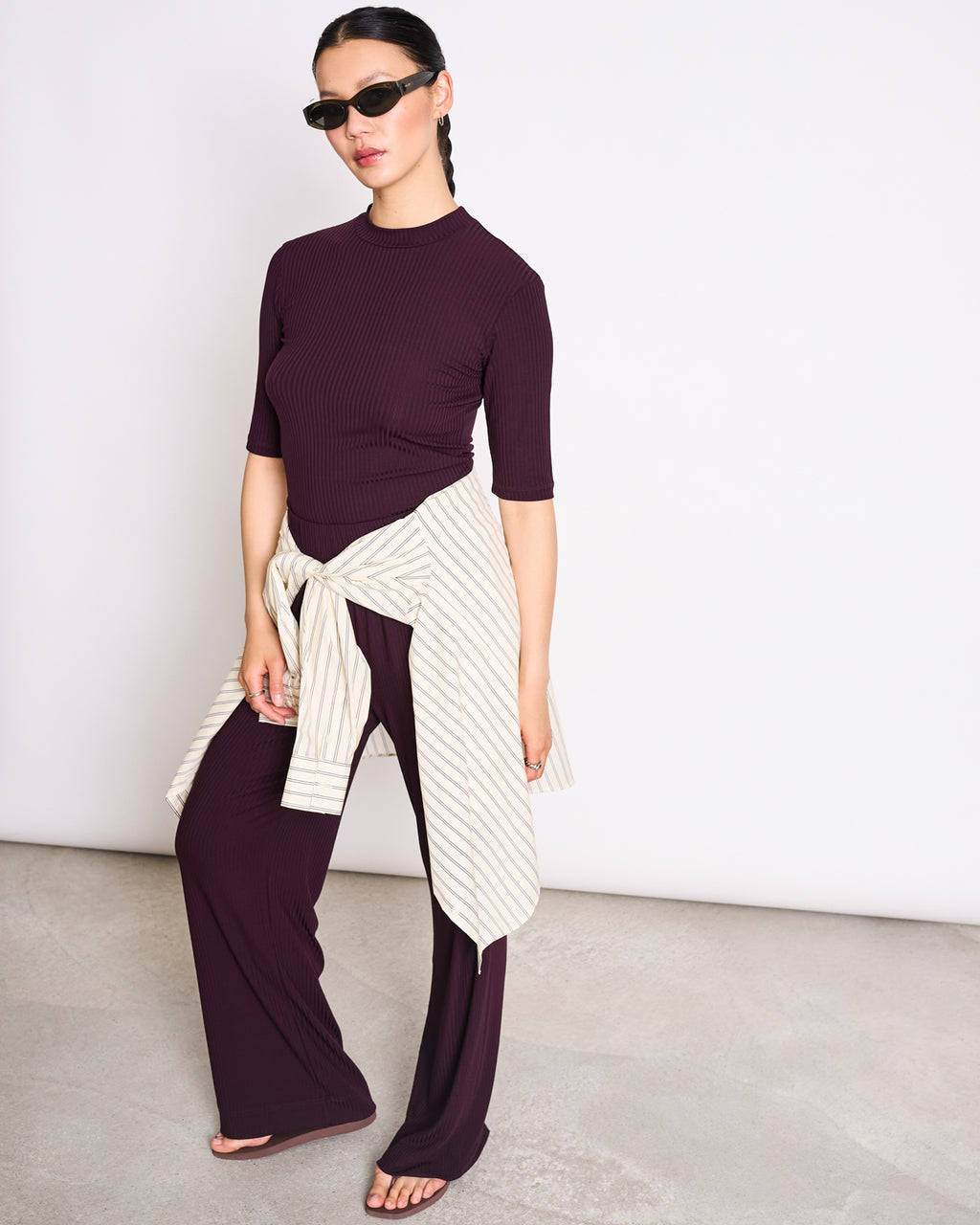 TENCEL™ LYOCELL RIB T-SHIRT NINA CHERRY LACQUER – JAN 'N JUNE