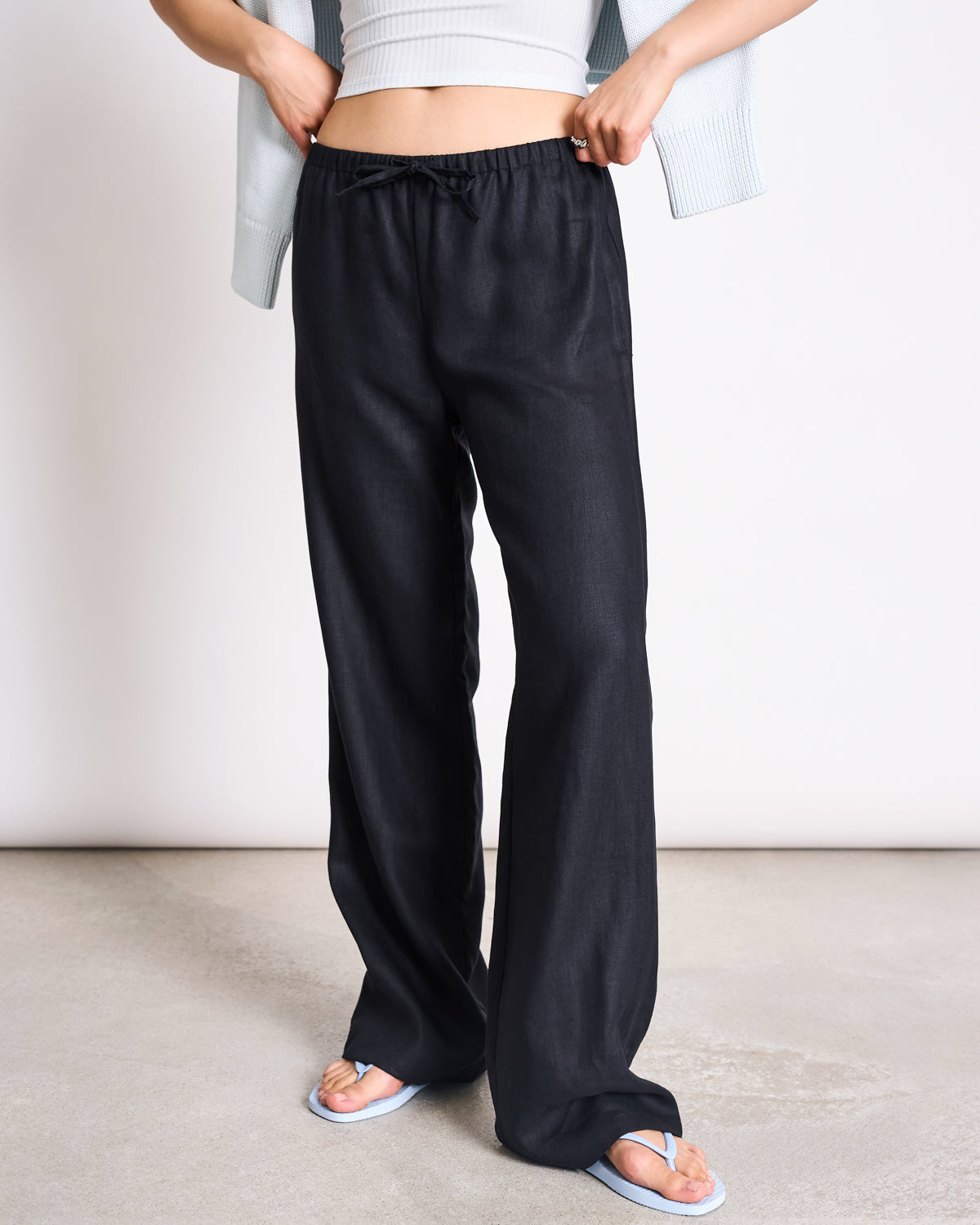 LINEN DRAWSTRING PANTS SJOV BLACK Pants jan-n-june 1