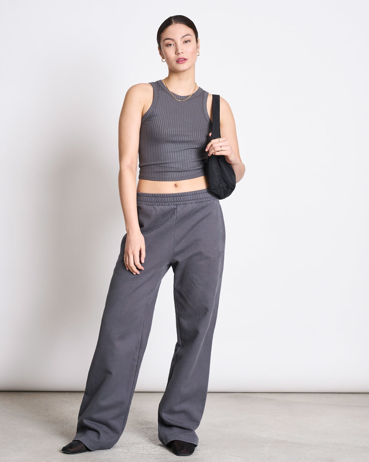 LYOCELL RIB TANK TOP PORTO DARK GREY