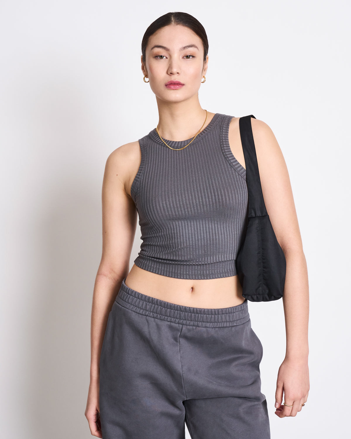 LYOCELL RIB TANK TOP PORTO DARK GREY