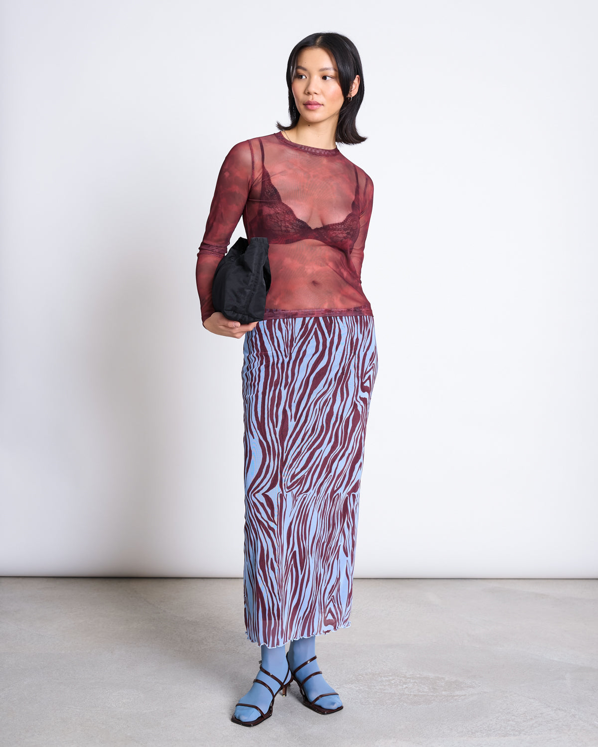 MESH MAXI SKIRT SMUK BLUE ZEBRA PRINT Skirt jan-n-june 1