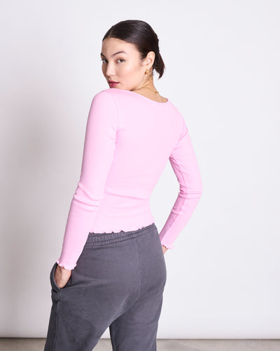 MINIRIB LONGSLEEVE AVERSA BONBON PINK GOTS