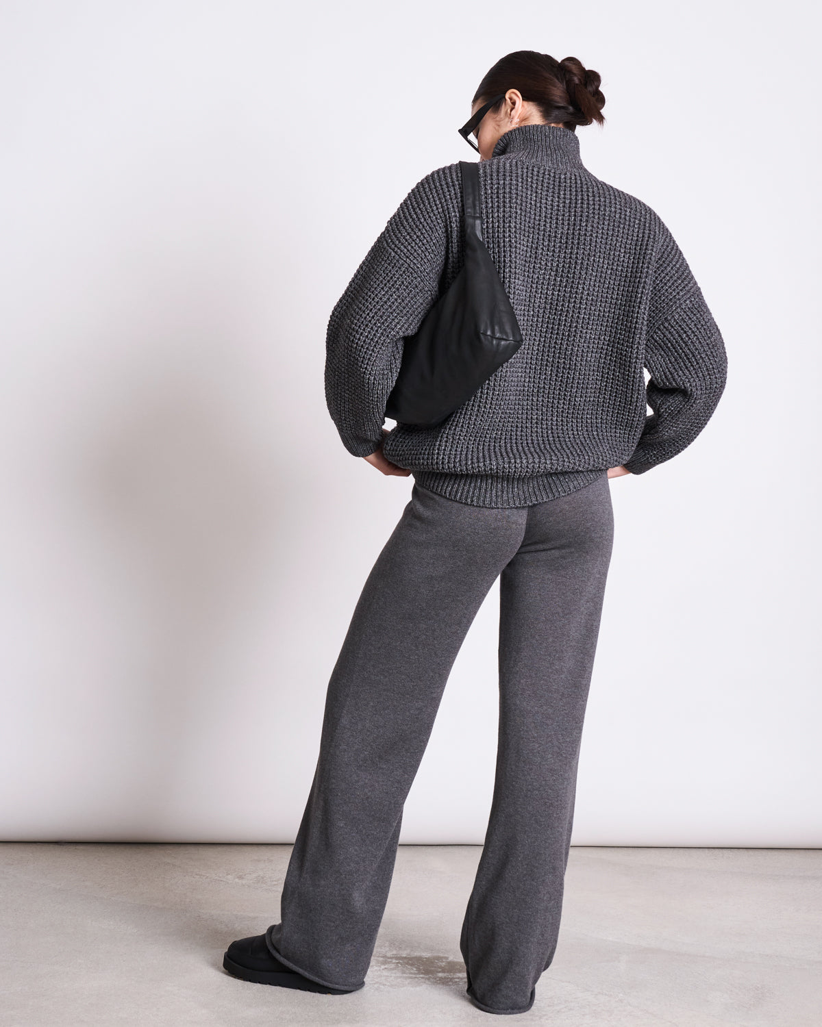 KNIT PANTS ANA DARK GREY GOTS