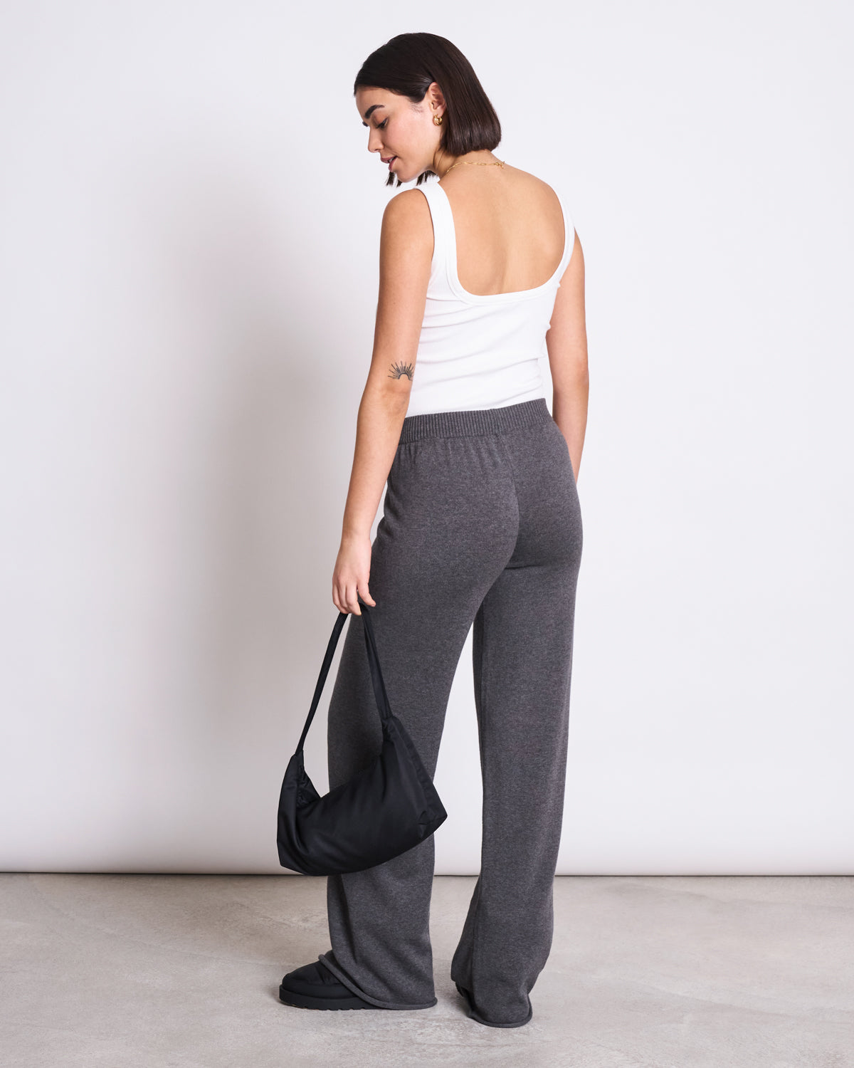 KNIT PANTS ANA DARK GREY GOTS