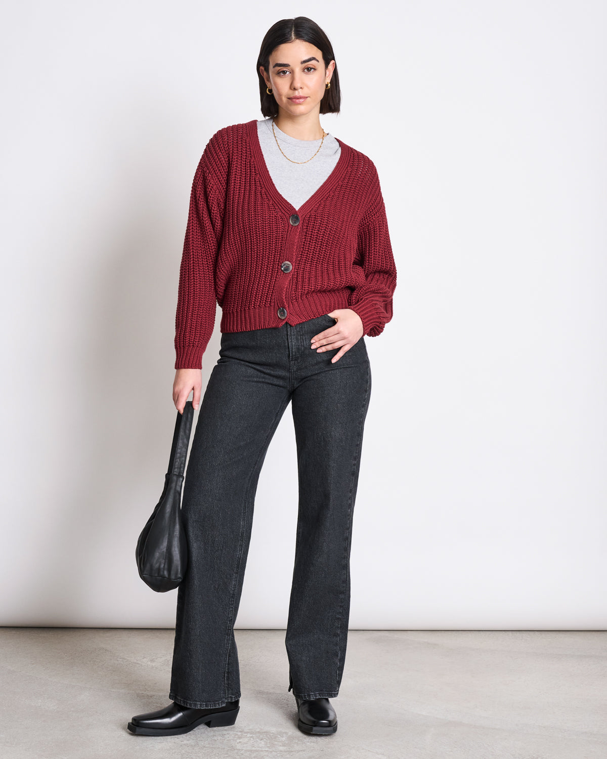 CHUNKY CARDIGAN LENA SYRAH GOTS