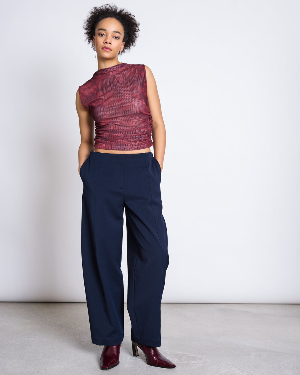 RUFFLE MESH TOP LAGUNA CARMINE CURL T-shirt jan-n-june 2