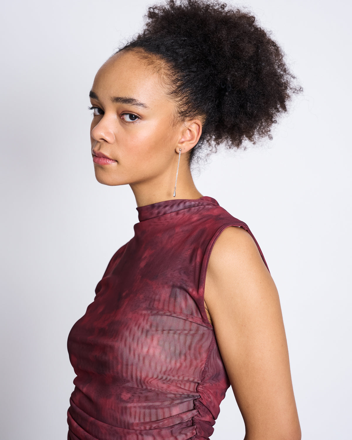 RUFFLE MESH TOP LAGUNA CARMINE CURL T-shirt jan-n-june 1