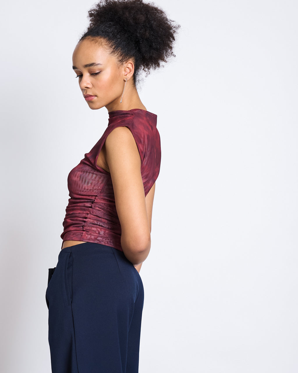 RUFFLE MESH TOP LAGUNA CARMINE CURL T-shirt jan-n-june 2