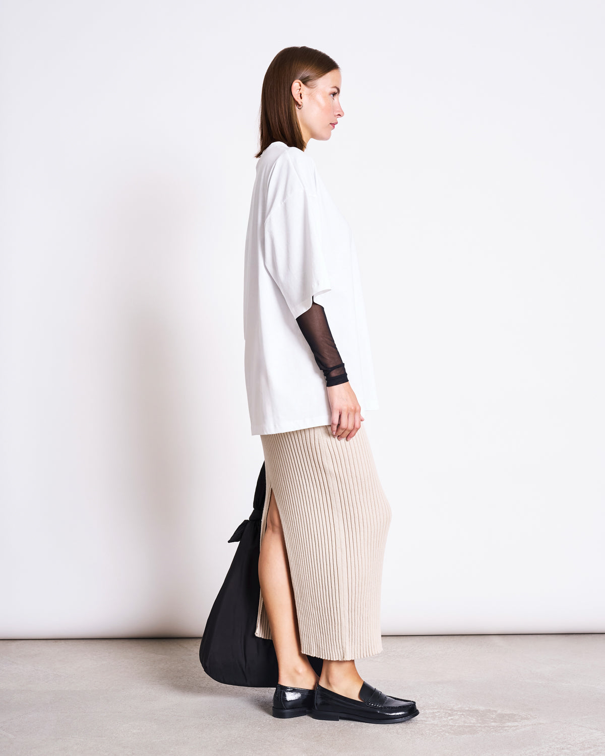MIDI KNIT SKIRT EBBA IVORY GOTS