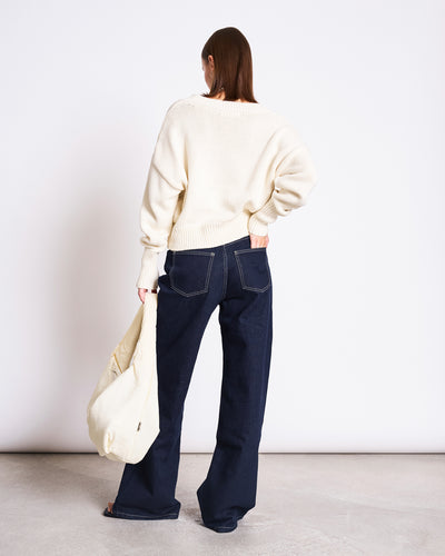 V-NECK JUMPER LUZ OFFWHITE GOTS