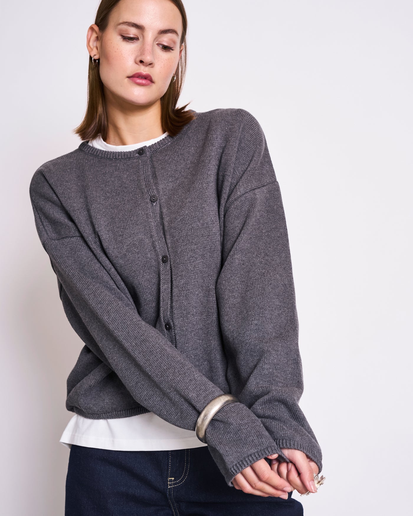 LIGHT CARDIGAN ASAS DARK GREY GOTS