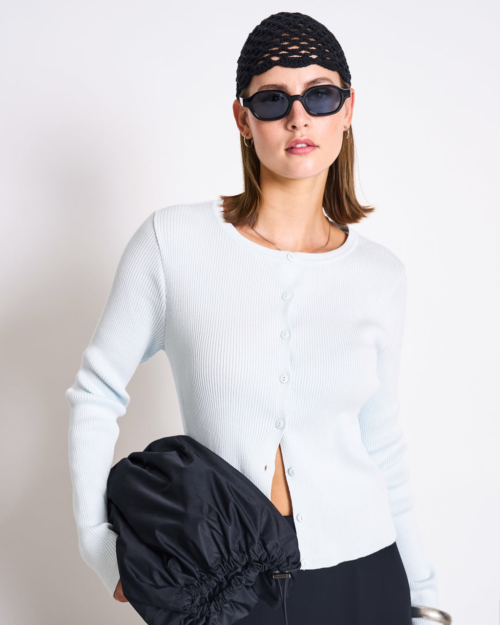 CREWNECK CARDIGAN GLIMT ICE BLUE GOTS Cardigan jan-n-june 2