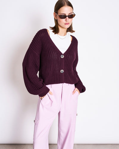 CHUNKY CARDIGAN LENA CHERRY LACQUER GOTS