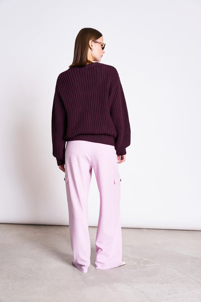 CHUNKY CARDIGAN LENA CHERRY LACQUER GOTS