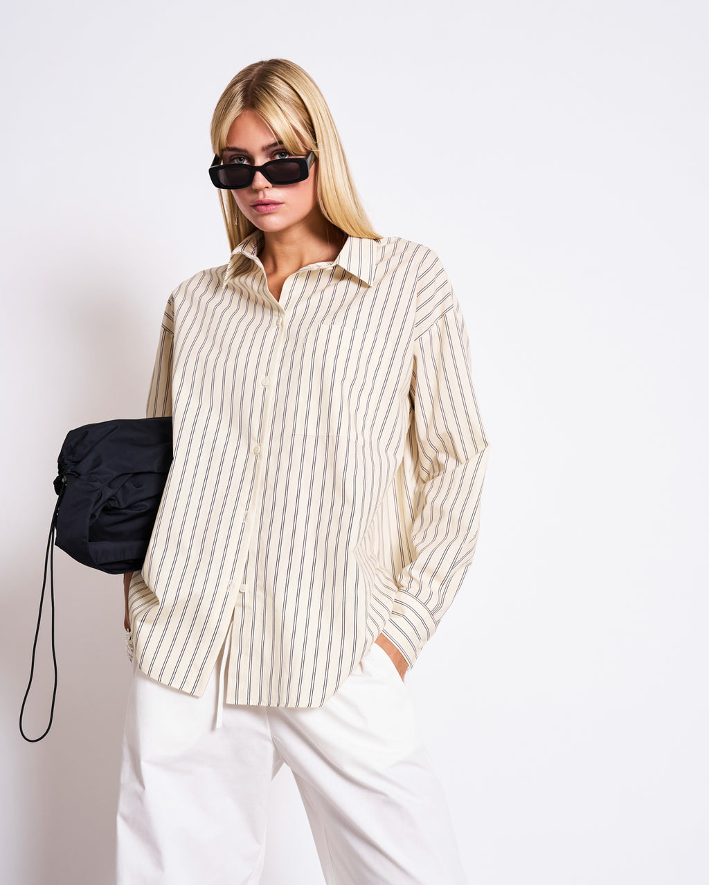 OVERSIZED SHIRT MAMRO BUTTERMILK STRIPED