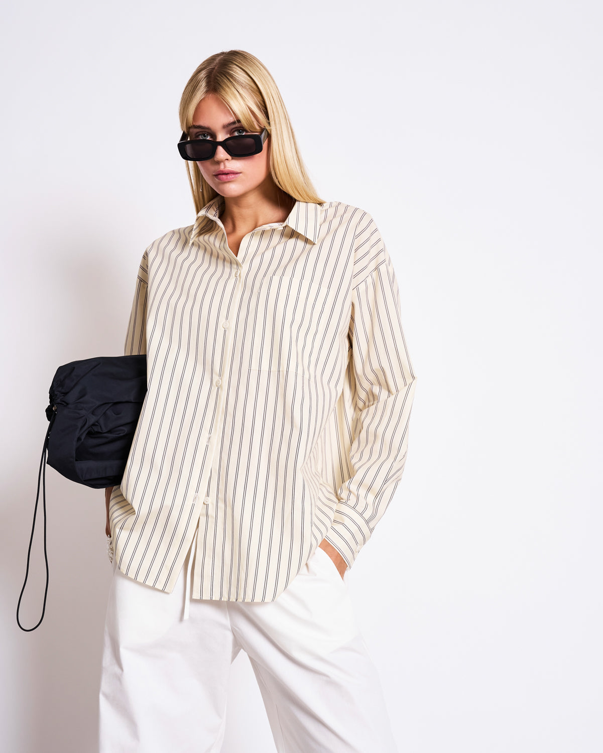 OVERSIZED SHIRT MAMRO BUTTERMILK STRIPED