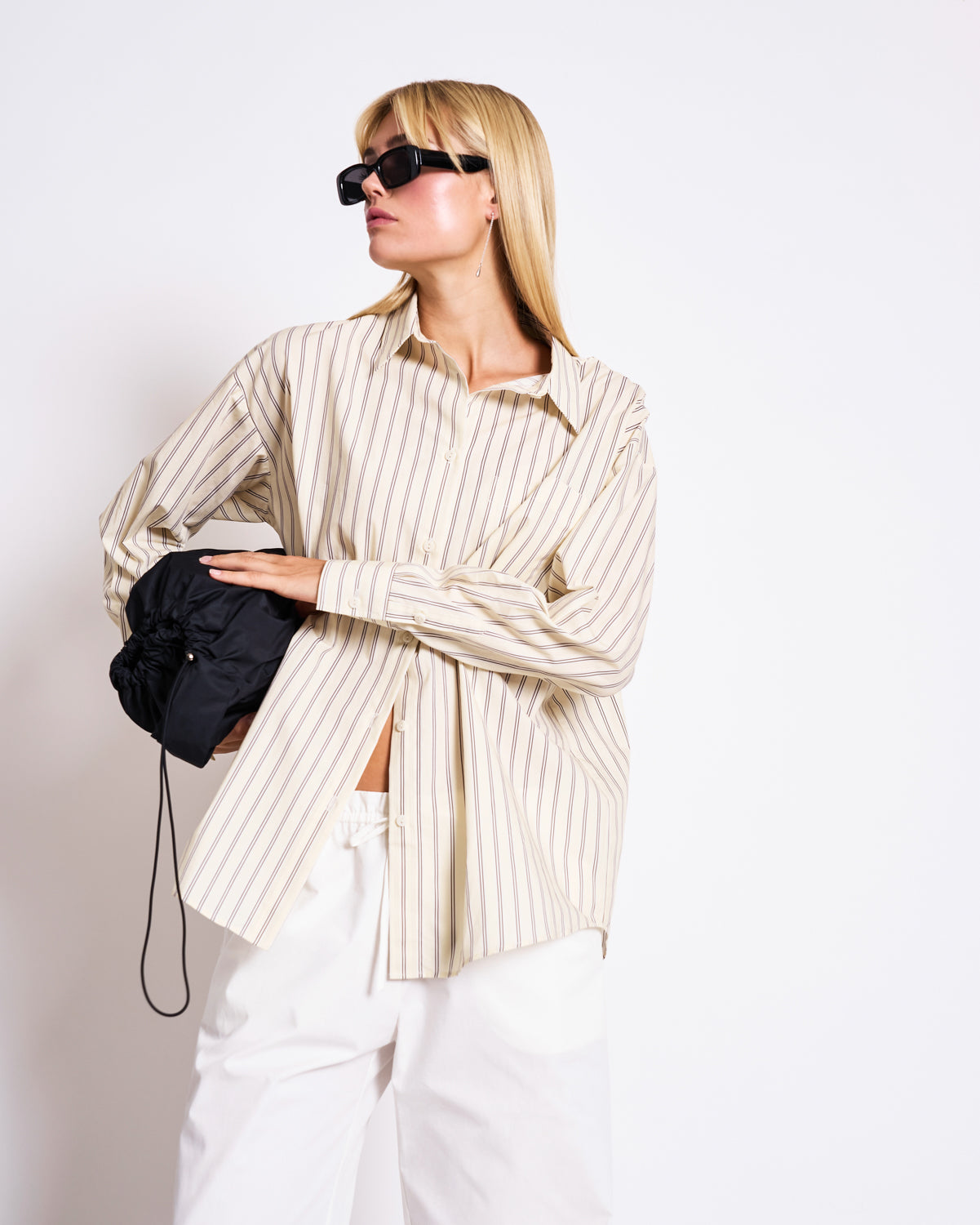 OVERSIZED SHIRT MAMRO BUTTERMILK STRIPED