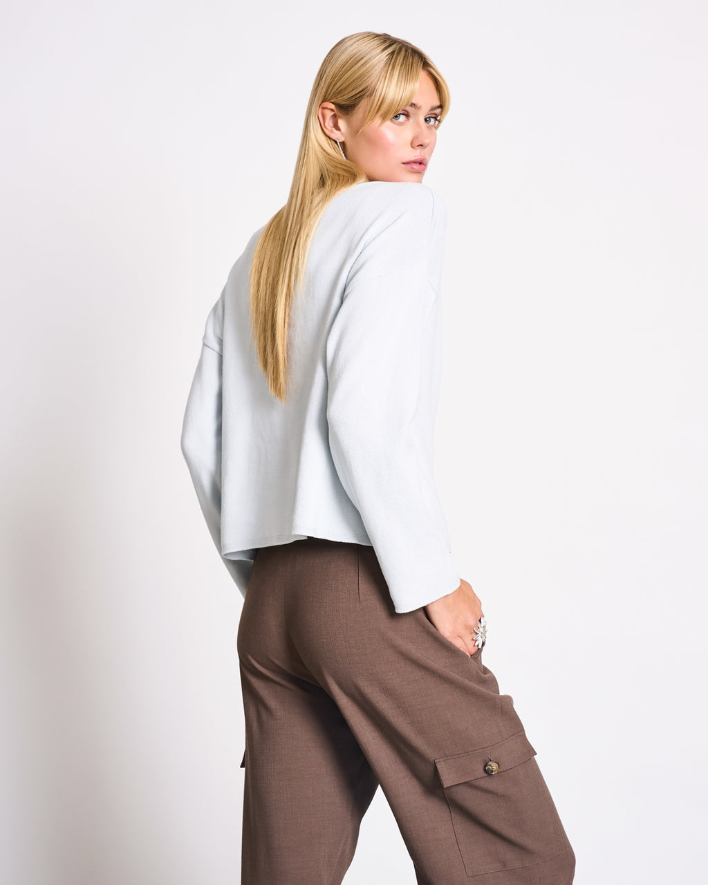 LIGHT KNIT JUMPER WILLIAMSBURG ICE BLUE GOTS