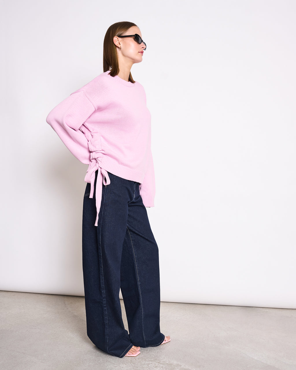 TIE SWEATER CAPER LIGHT ORCHID GOTS