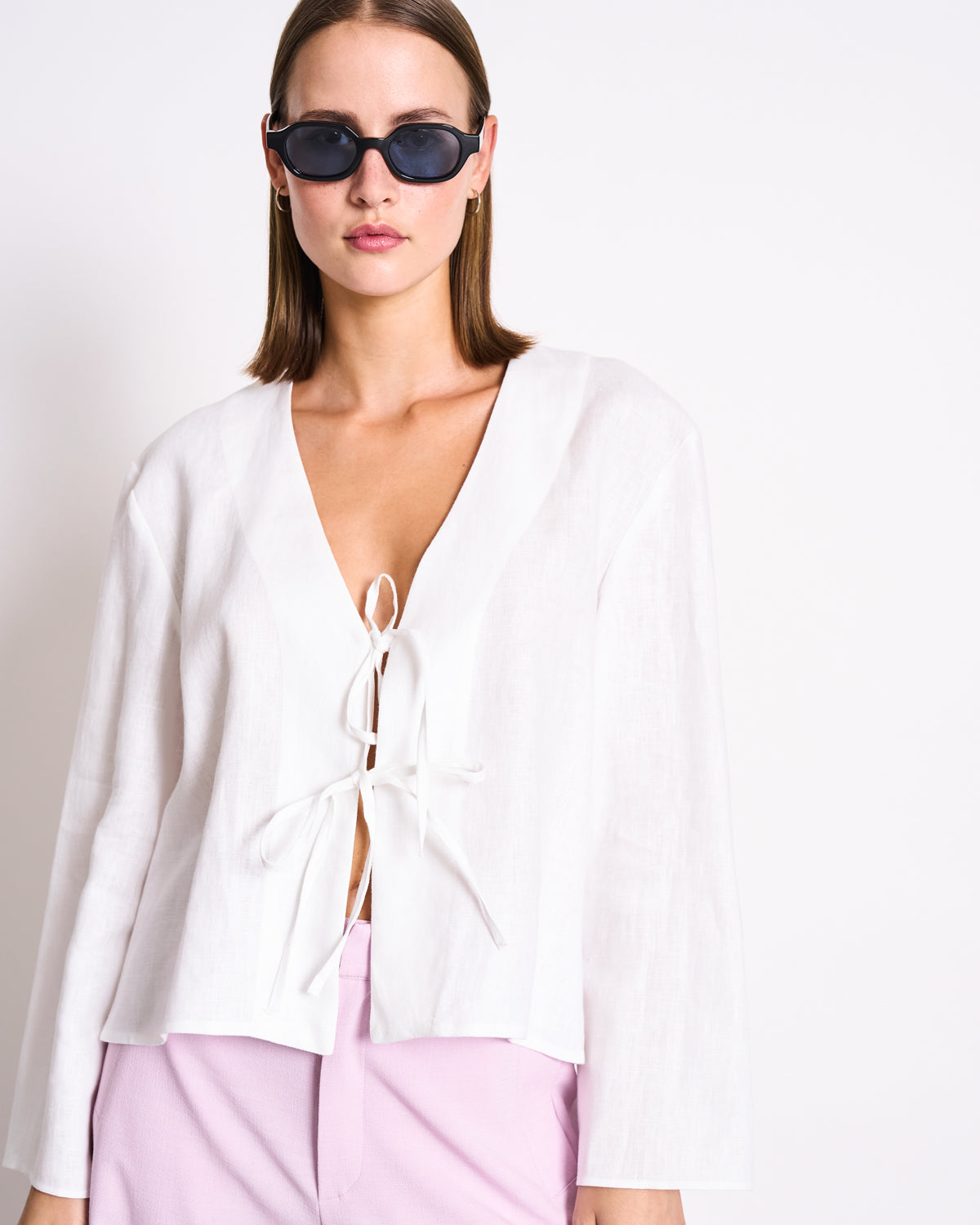 LINEN TIE BLOUSE SKAGEN WHITE