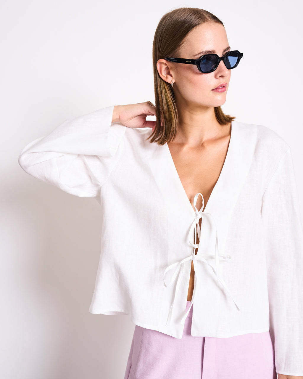 LINEN TIE BLOUSE SKAGEN WHITE
